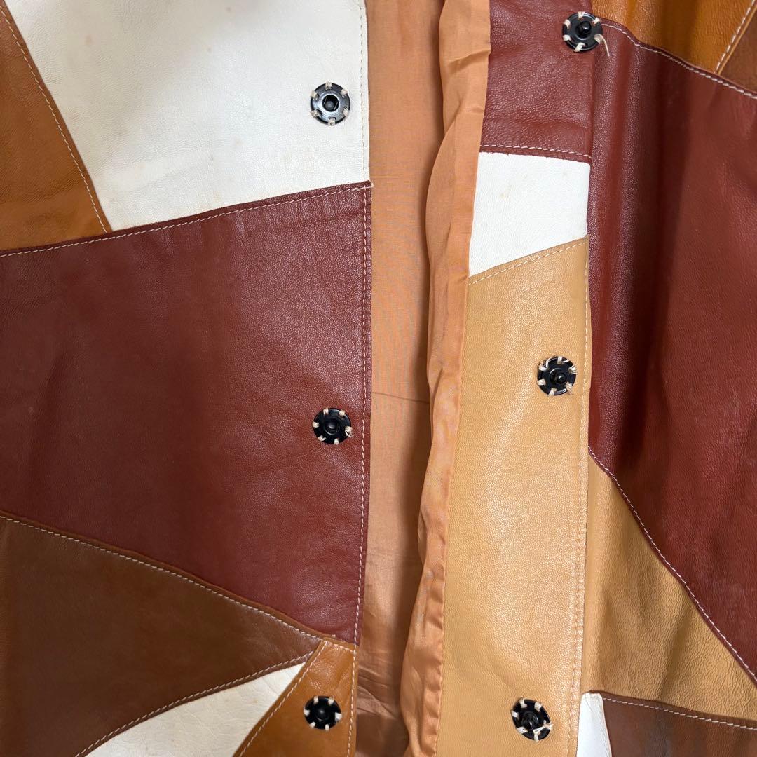 DOLCE&GABBAN パッチワーク　レザージャケット　レザーシャツ　48 M