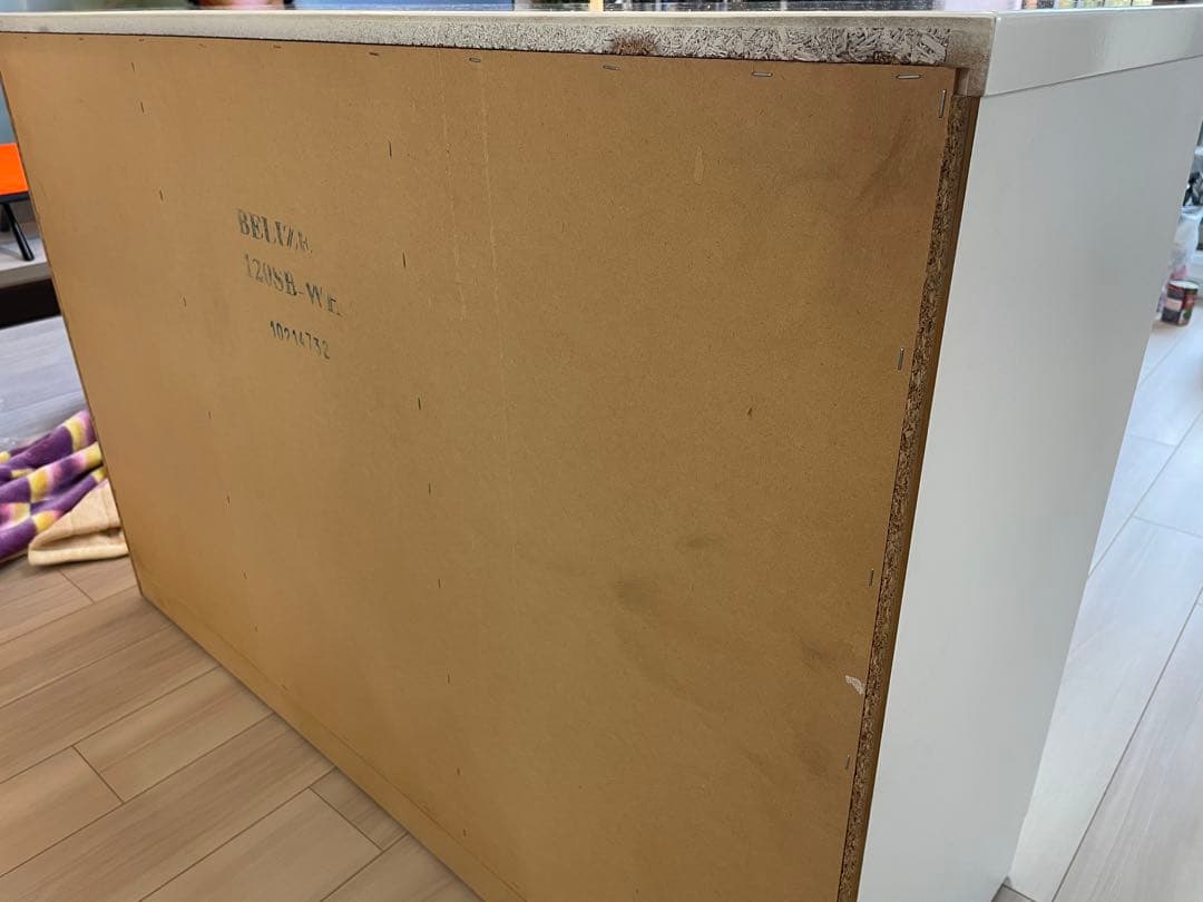 ホワイト ロータイプ　キッチンボート　食器棚 ガラス扉 引き出し