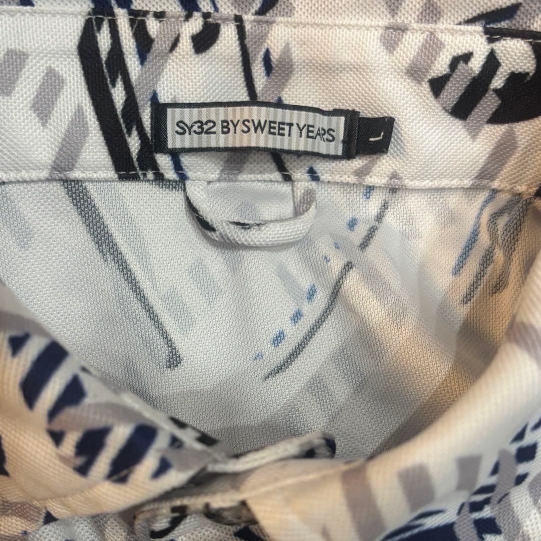 SY32bySWEETYEARS ポロシャツ 総柄 裾ドローコード L