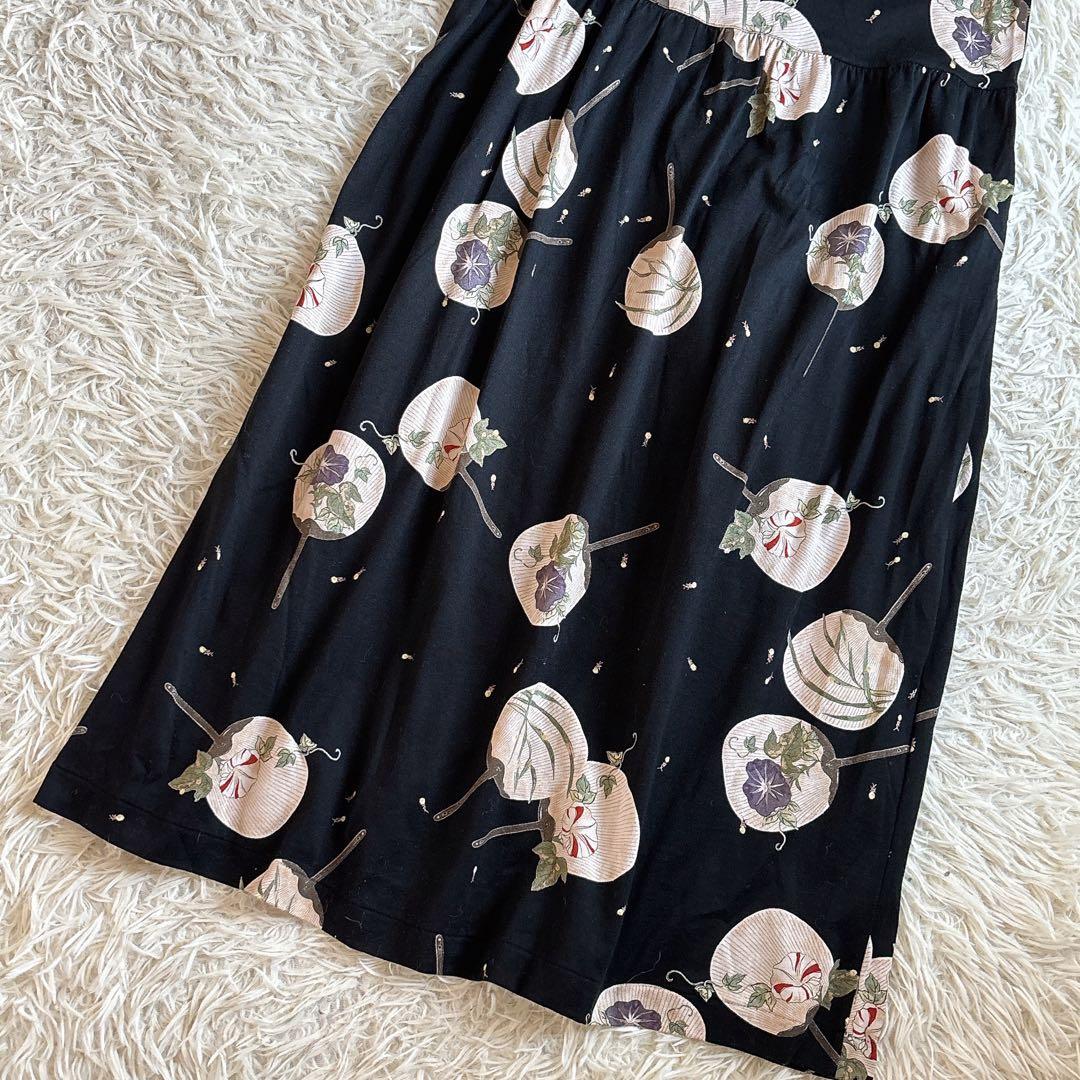 カネコイサオ ワンダフルワールド うちわ柄 コットン ワンピース レア 希少