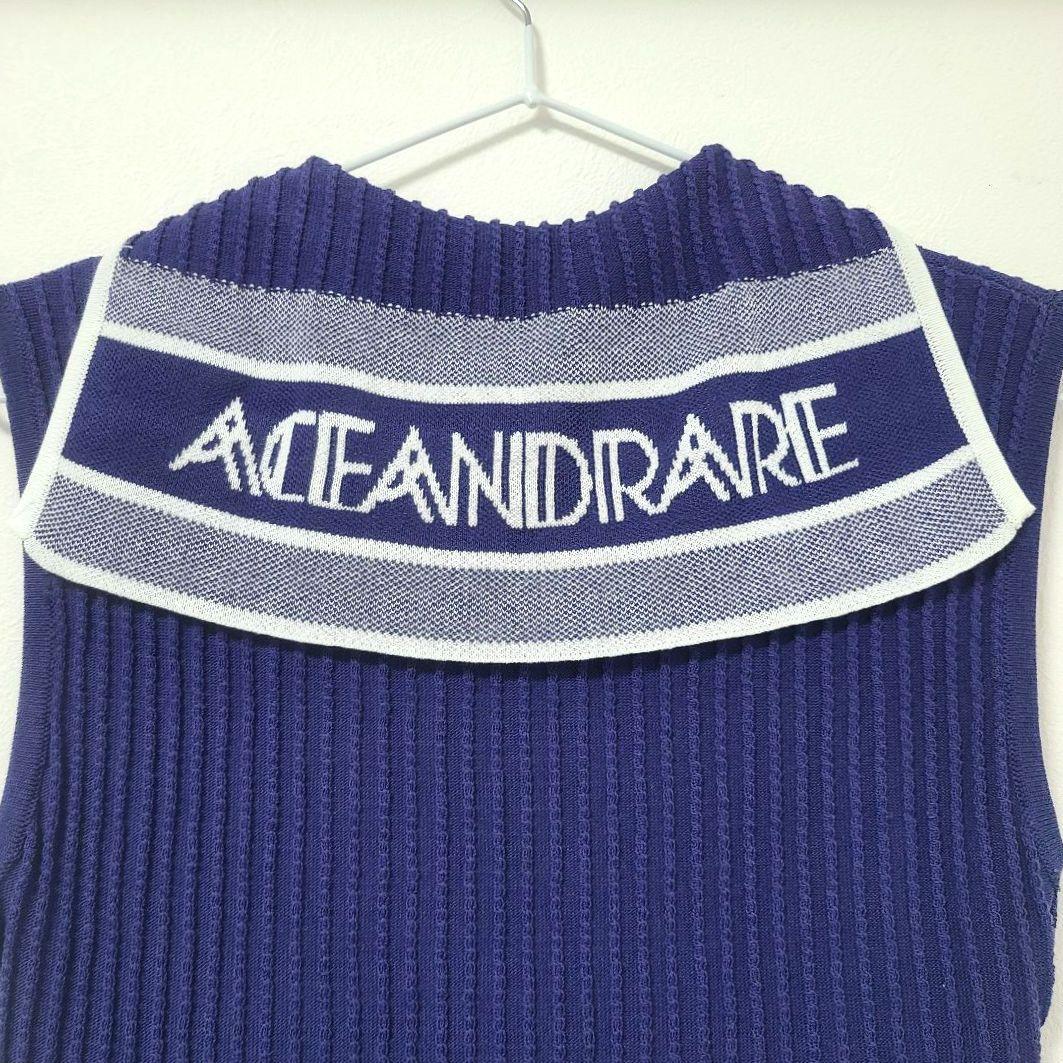 エースアンドレア セーラーカラー サマーニットワンピース ネイビー 162T