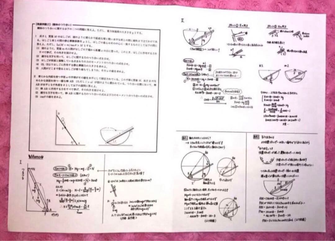 鉄緑会 高3 久保先生　物理発展講座　手書き解説　授業冊子( 抜無）オマケ２点付