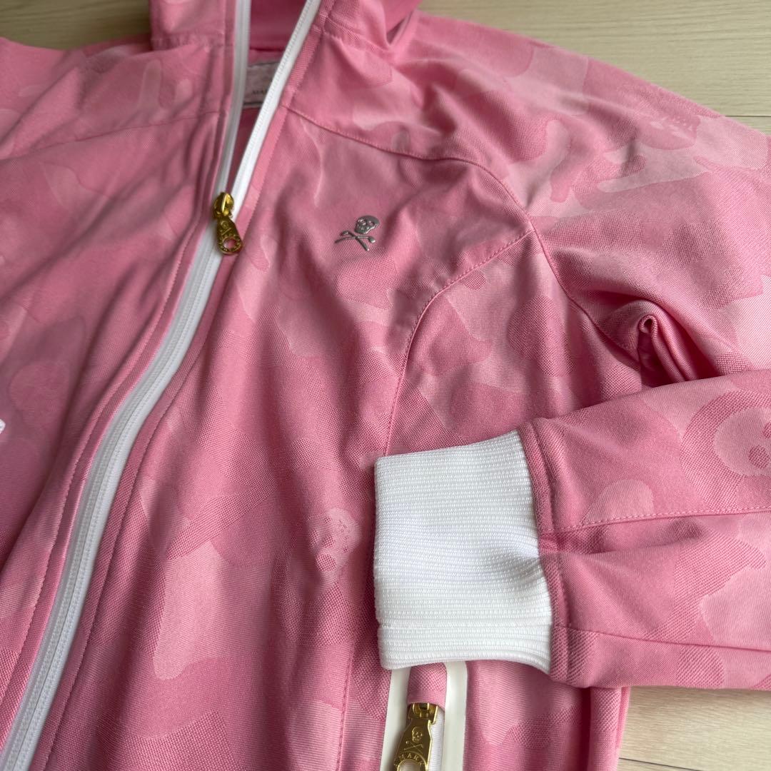 美品 マークアンドロナ トラックジャケット ジャージ 迷彩 スカル ピンク