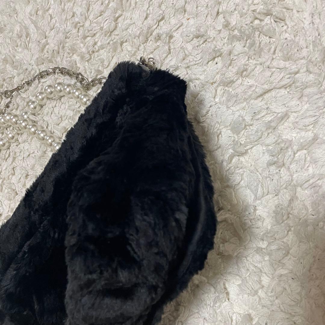 LIMI feu パールチェーン フラップ ファーショルダーバッグ