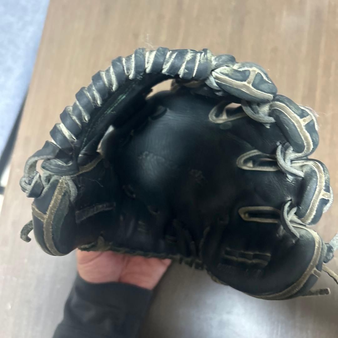 S 黒 レザー 野球グローブ ストライプデザイン