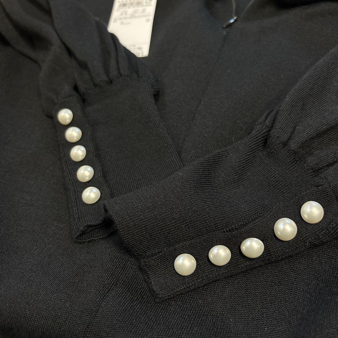 未使用品 23区 ウールブレンド パール ニットワンピース ブラック 32