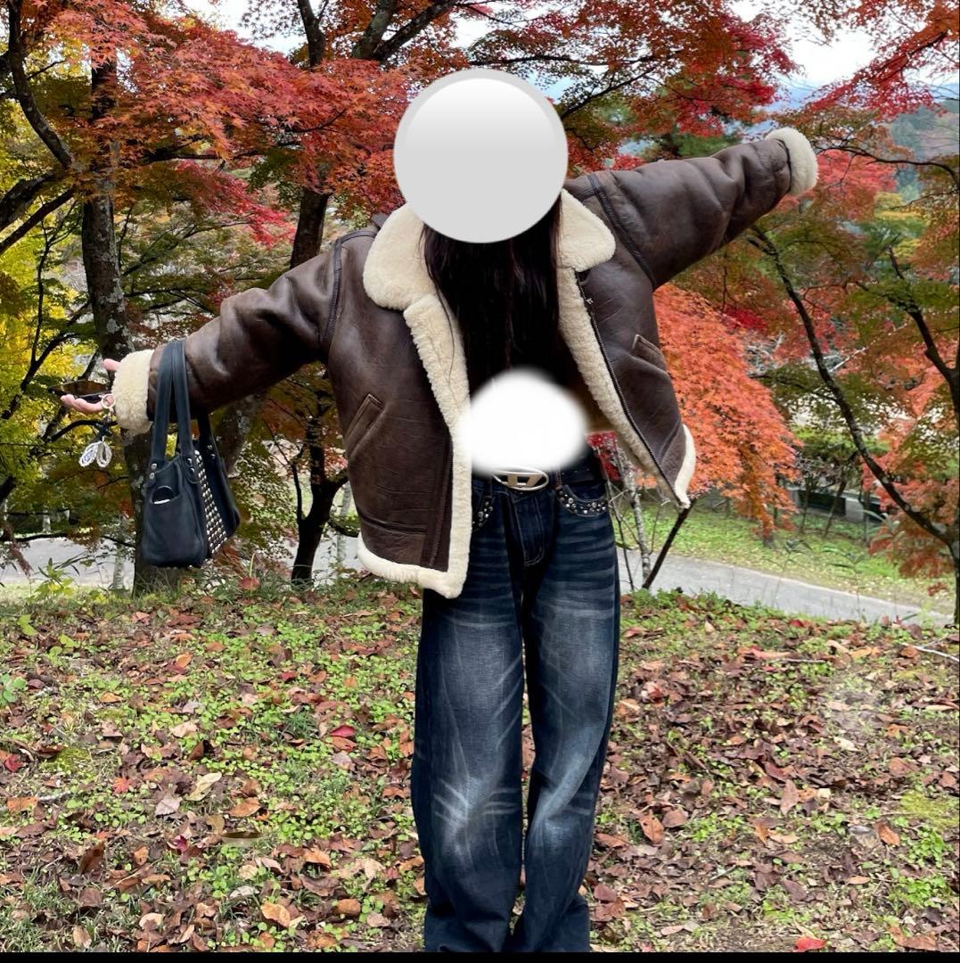 レザー　ボア　ジャケット　ダウン　avirex b-3 ma1