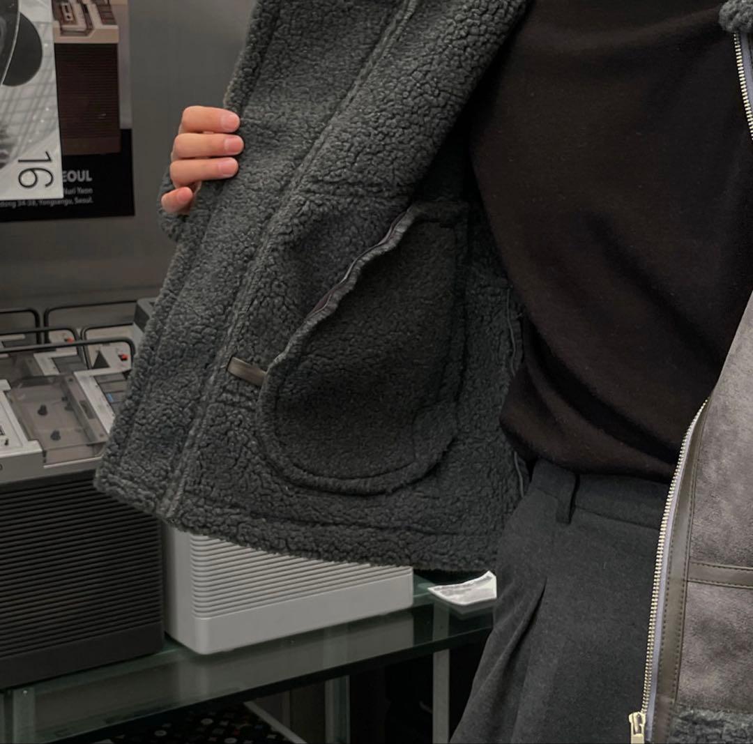 ジャケット・アウター ASCLO Suede Crop Mustang Jacket Charcoal