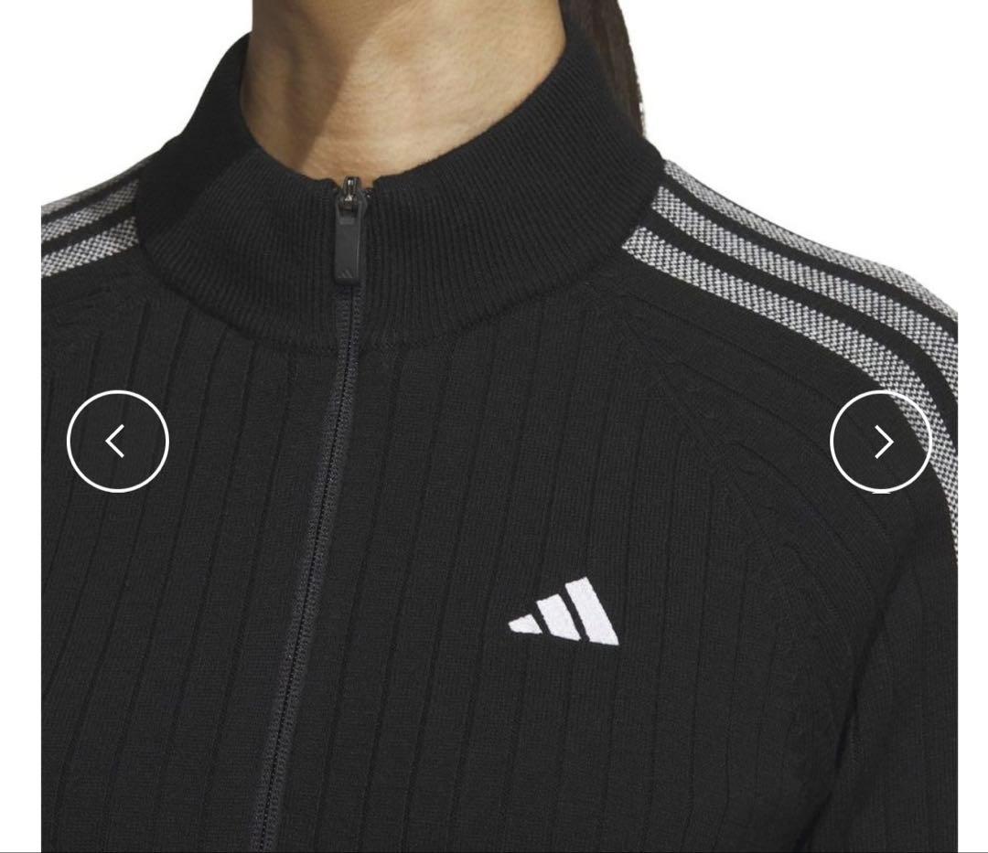 新品　アディダス　スリーストライプス　防風　長袖ライニングセーター　ブラック　L