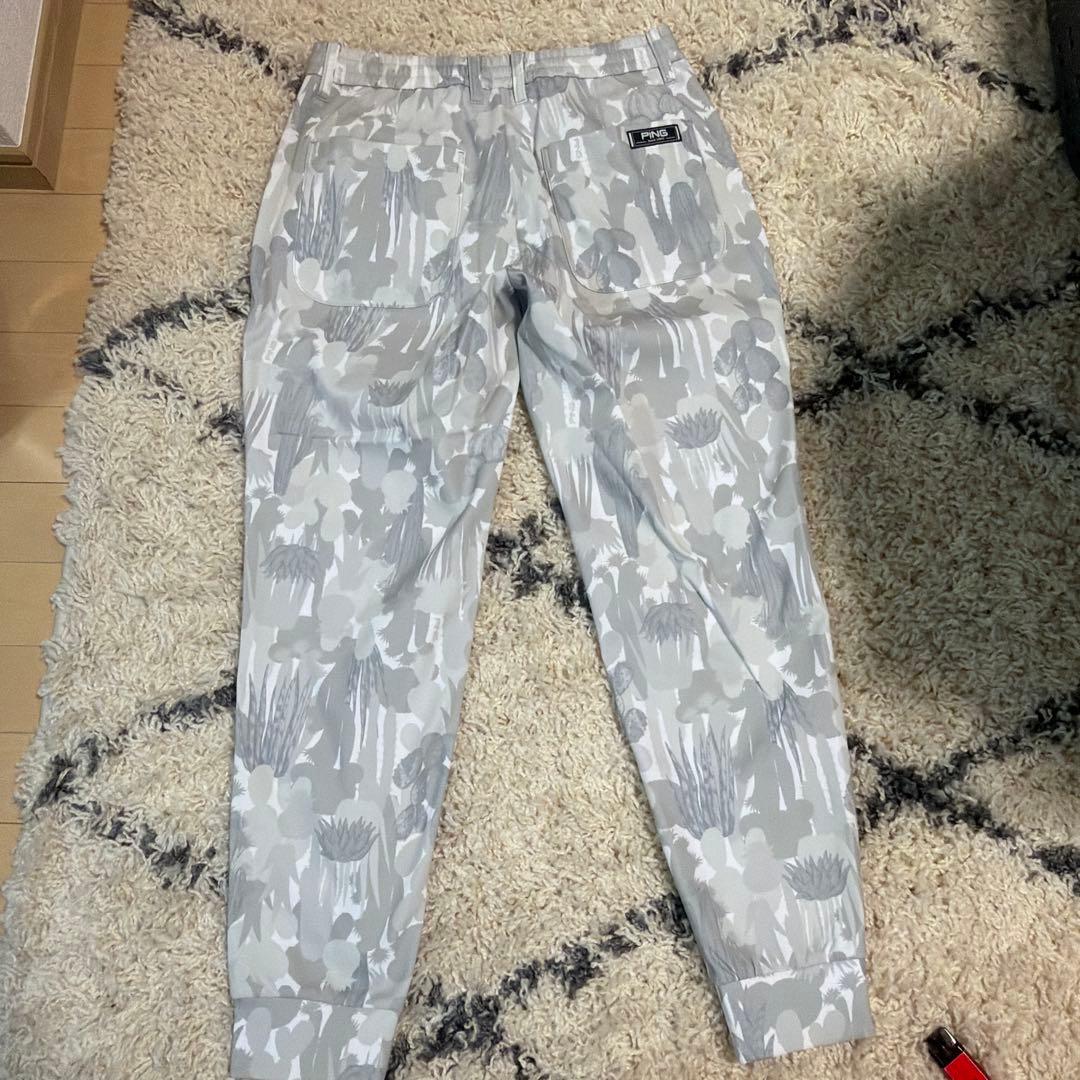 ピン（PING）ゴルフウェア カモフラ柄ストレッチジョガーパンツ　ホワイト