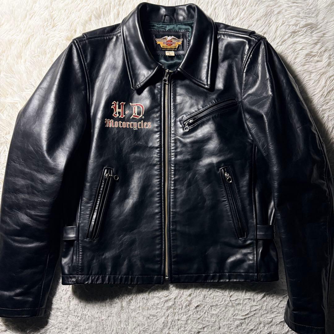 【雰囲気抜群】ハーレーダビッドソン　レザージャケット　本革　ブラック　L