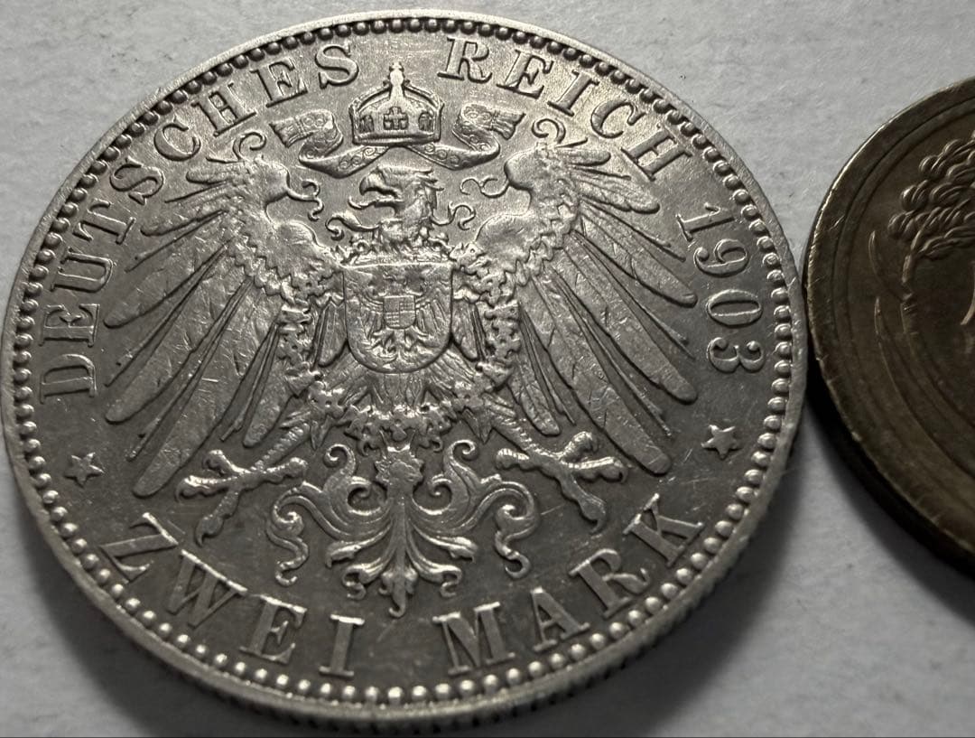 招*@様 1903年 ドイツ ザクセン王国2マルク銀貨　ゲオルク国王