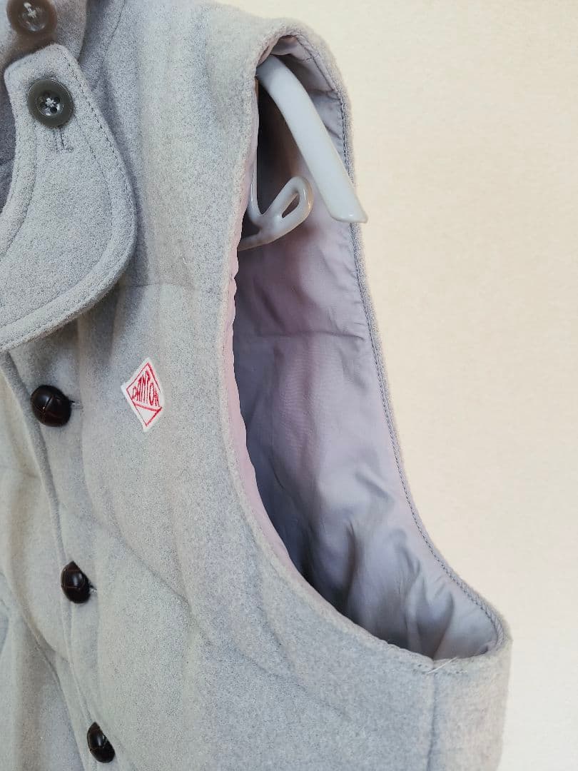DANTON × BEAMS ダウンベスト 34 グレー レディース 牛革ボタン