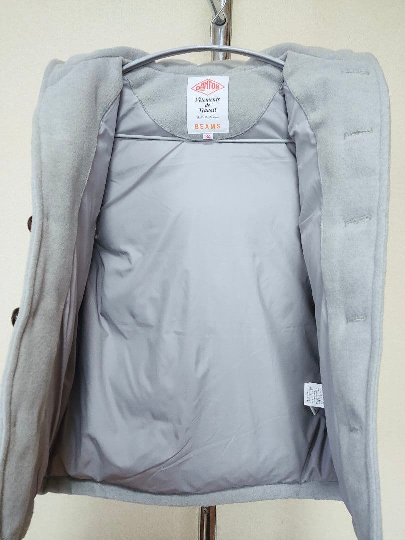 DANTON × BEAMS ダウンベスト 34 グレー レディース 牛革ボタン