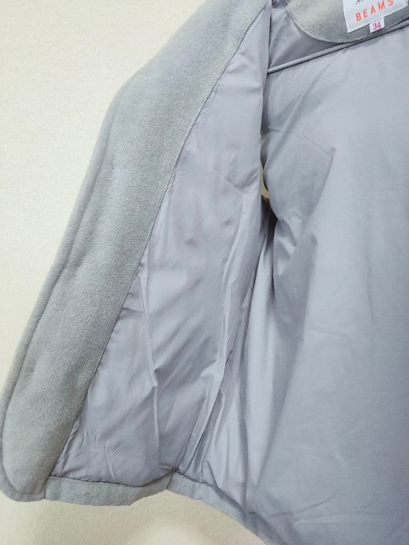 DANTON × BEAMS ダウンベスト 34 グレー レディース 牛革ボタン