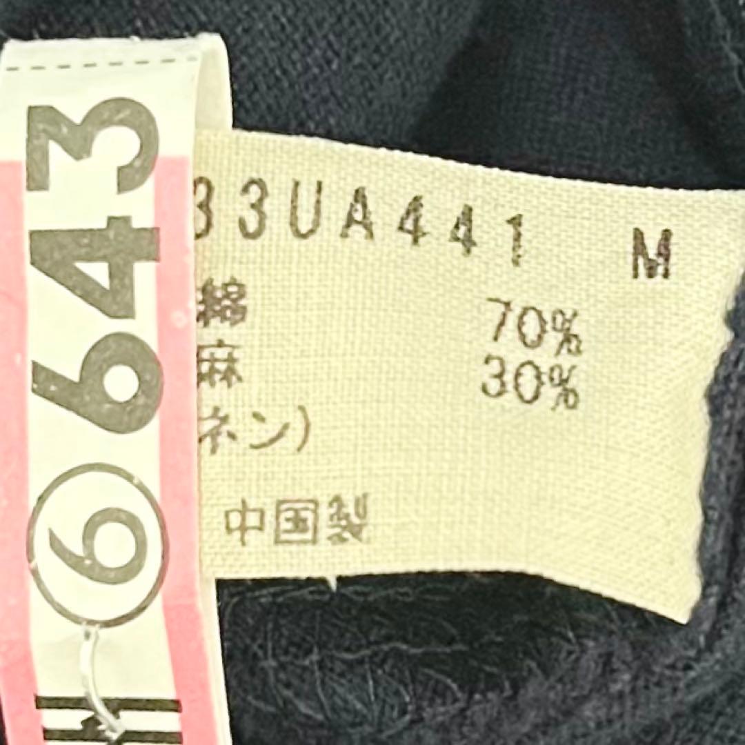 ヨーガンレール コットンリネンワンピース M ネイビー紺 8分袖 綿麻