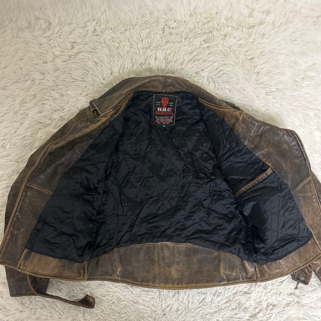 【美品】R.B.C ブラック ダブルライダースジャケット レザー Mサイズ