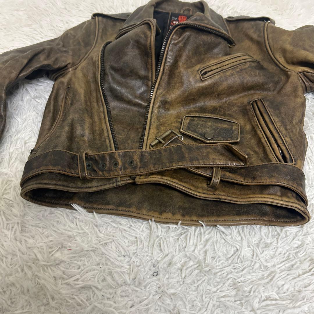 【美品】R.B.C ブラック ダブルライダースジャケット レザー Mサイズ