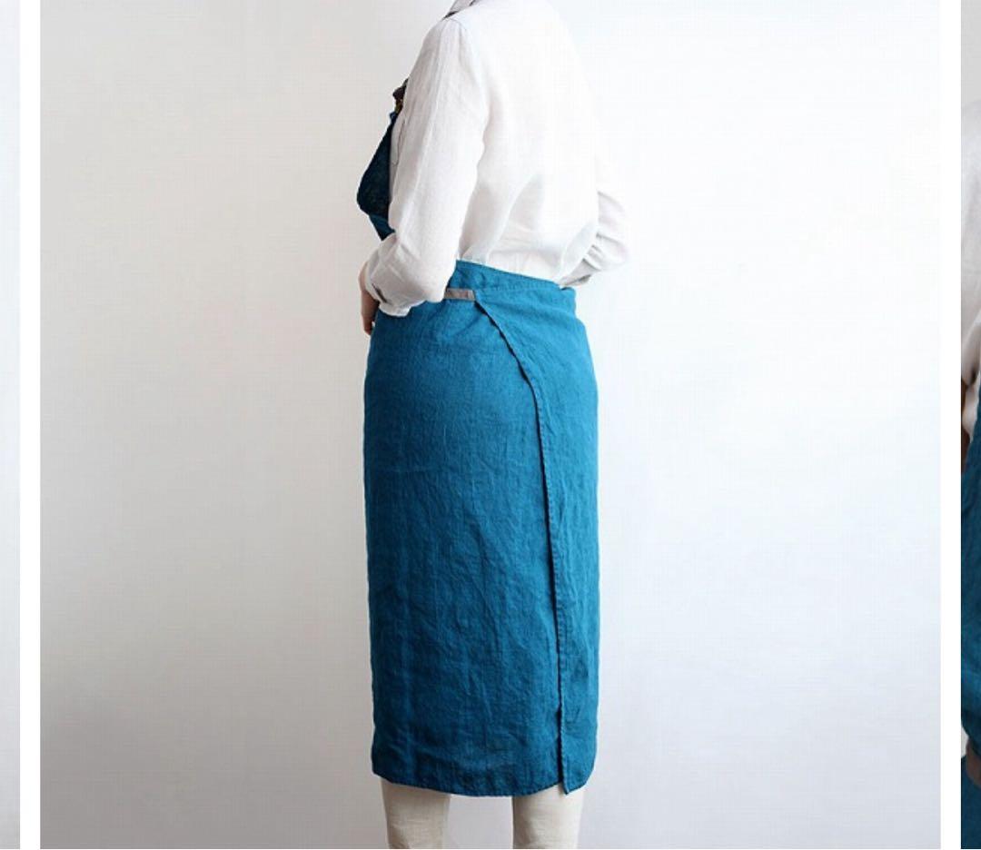 リーノエリーナ エプロン フルエプロン マノ ブルーパヴォーネ