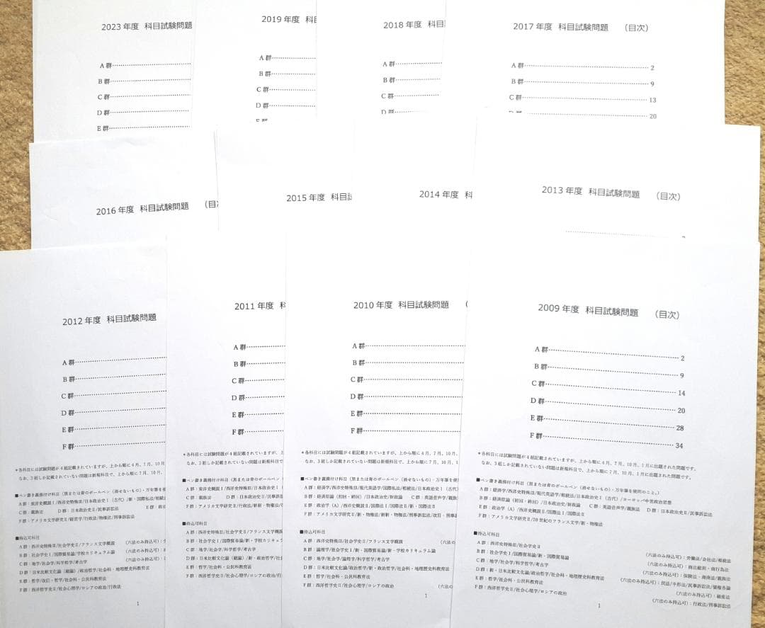 【N22】慶應通信　科目試験　過去問　2009～2019・2023年（12年分）