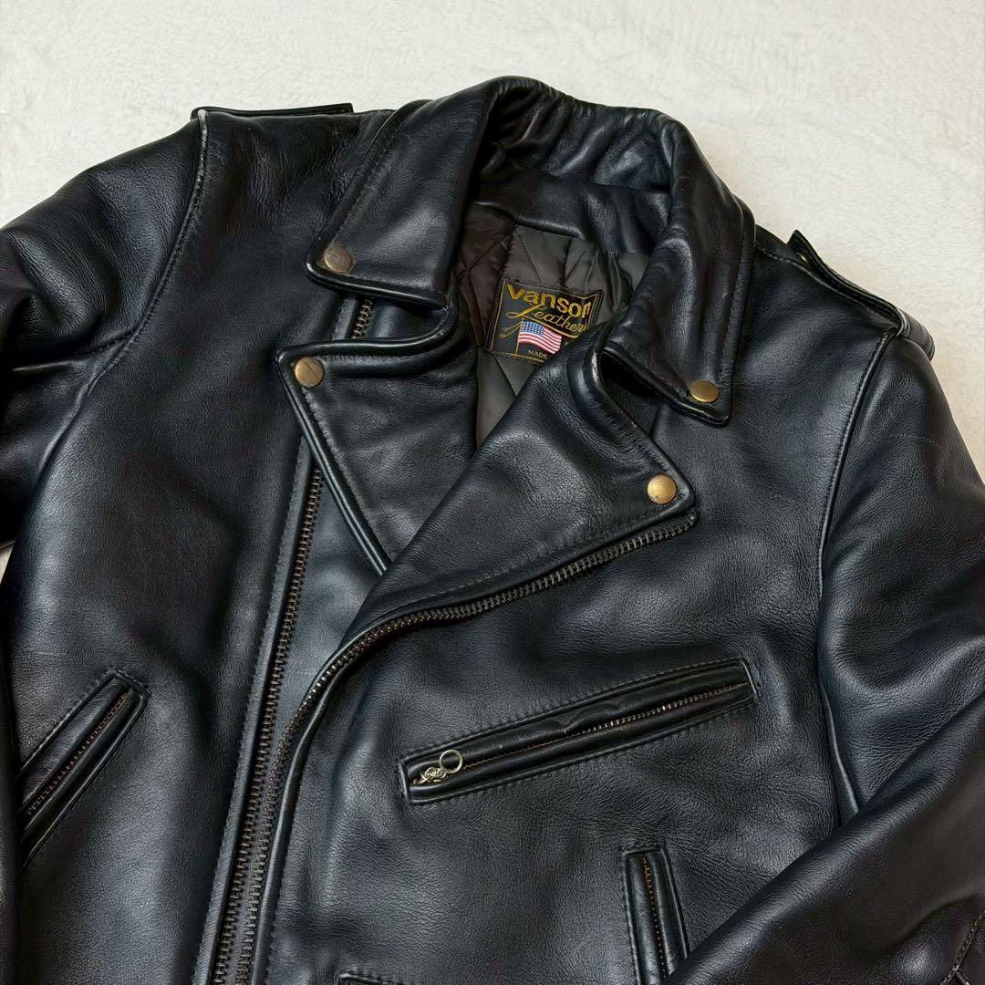 VANSON C2 ライダースジャケット キルティング USA 本革 ベルト