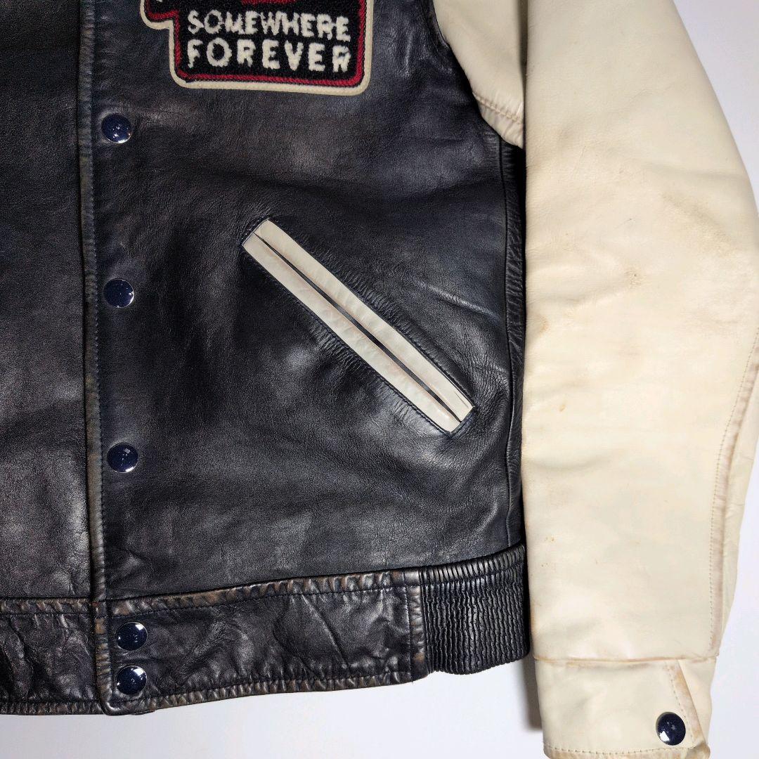 DIESEL ディーゼル ワッペン レザースタジャン 牛革 カウレザー S