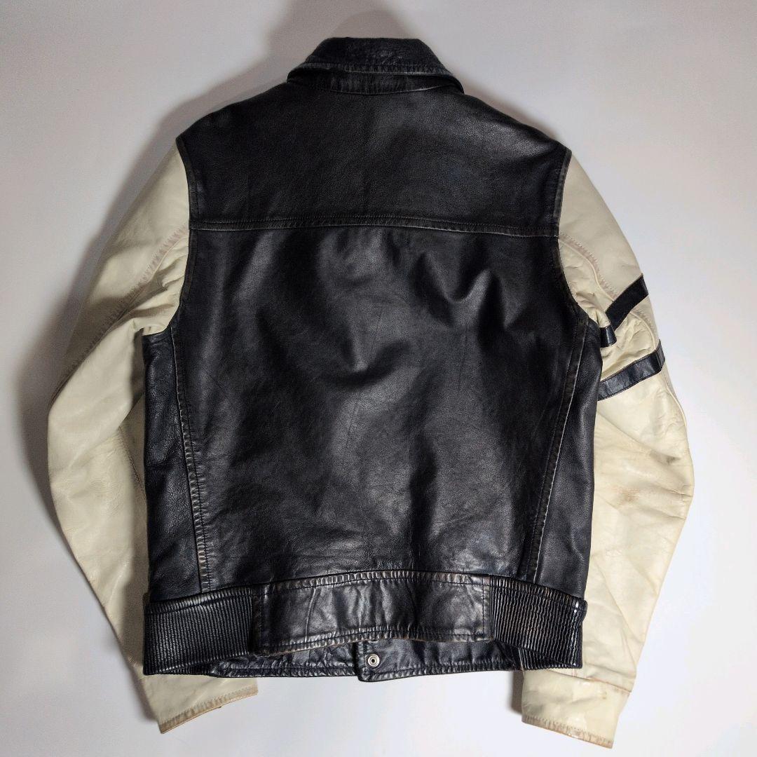 DIESEL ディーゼル ワッペン レザースタジャン 牛革 カウレザー S