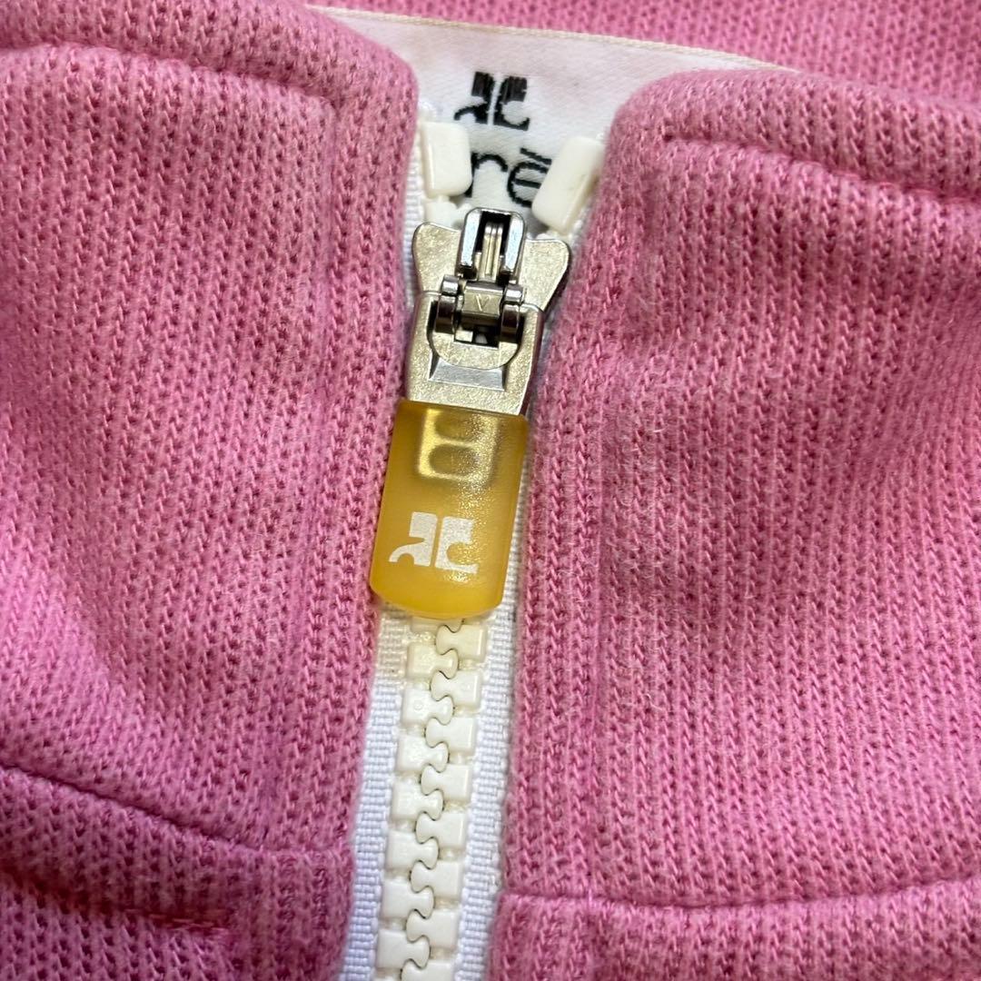 courrèges ロゴ刺繍 ジップジャケット S ピンク スウェット素材