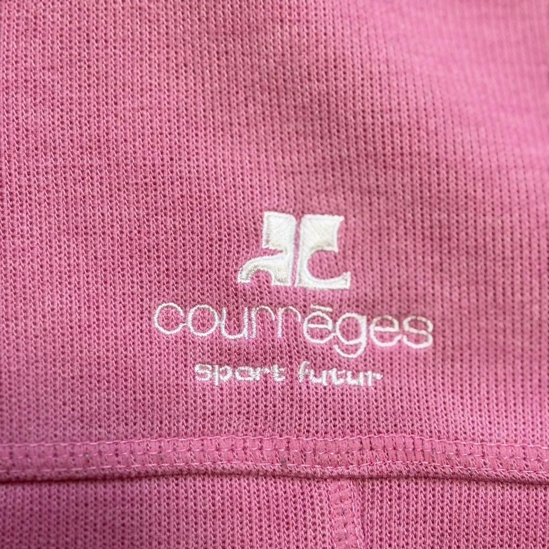courrèges ロゴ刺繍 ジップジャケット S ピンク スウェット素材
