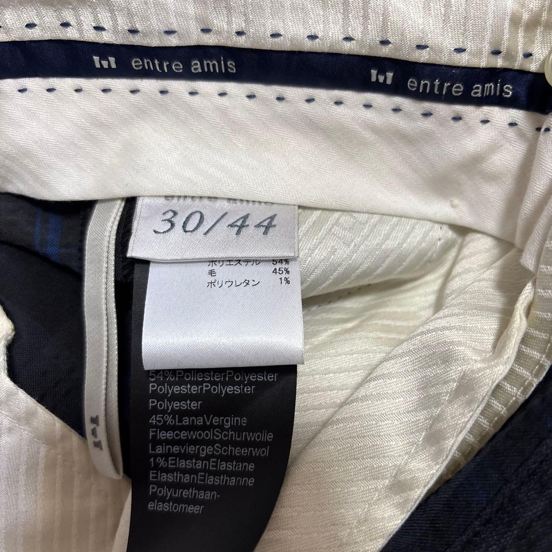 entre amis 青と黒のチェック柄スラックス Mサイズ 30インチ