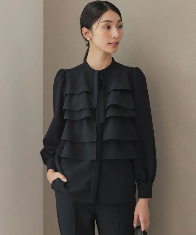 未使用【KUMIKYOKU NAVY】コンフォータブルドレープ フリルブラウス