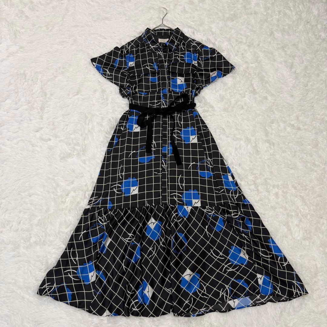 グレースコンチネンタル　ラインフラワーシャツドレス　ワンピース　Aラインリボン