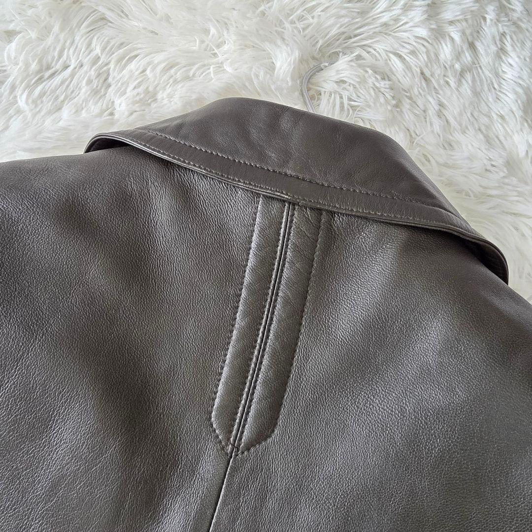 【美品/L表記】バルマン レザージャケット コート ラムレザー カーキ系