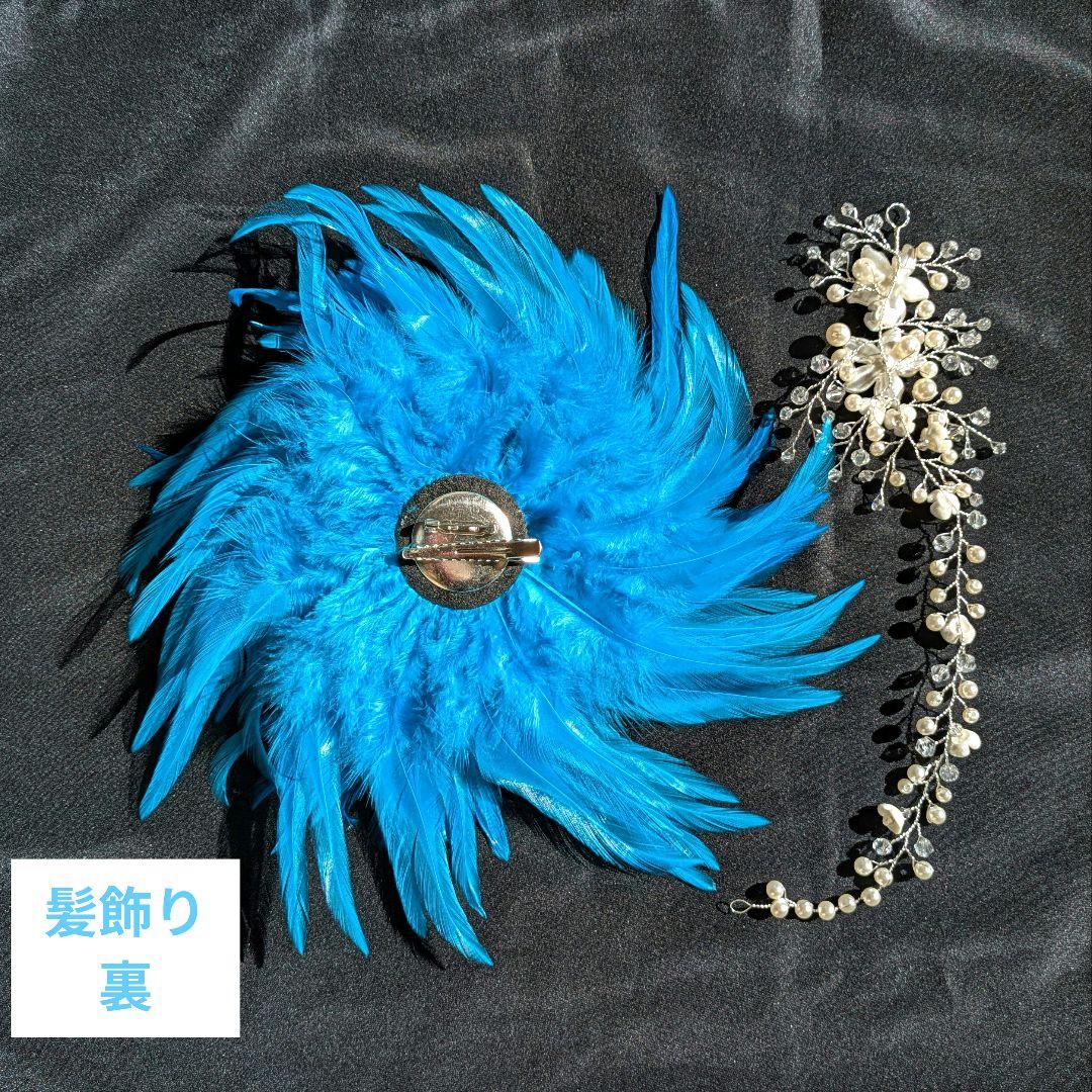 グラデーションベロアドレス★フレアスリーブ★アロハスタンダード★L(M)★髪飾付