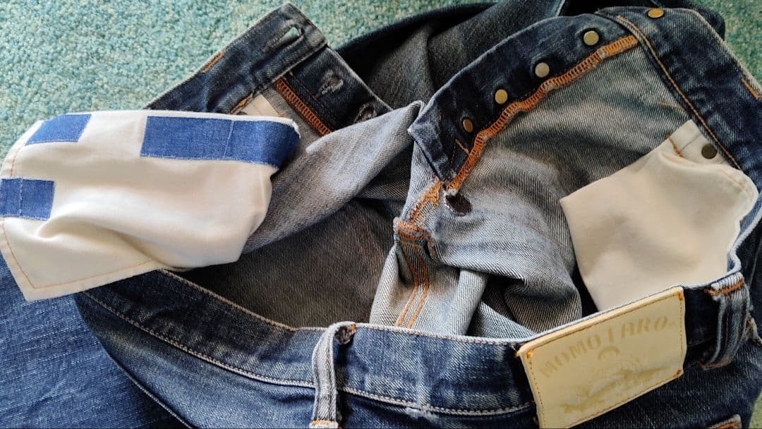 ジャパンブルー W32 　セール❗️♥　レア初期　桃太郎革パッチ 　ダメージ有