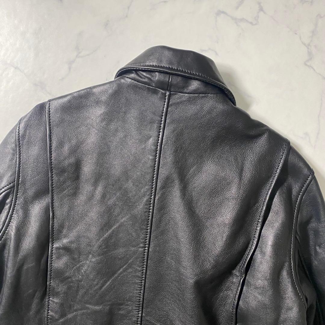 【美品】MOLAWZ　レザージャケット　シングル　ラムレザー　大きいサイズ　LL