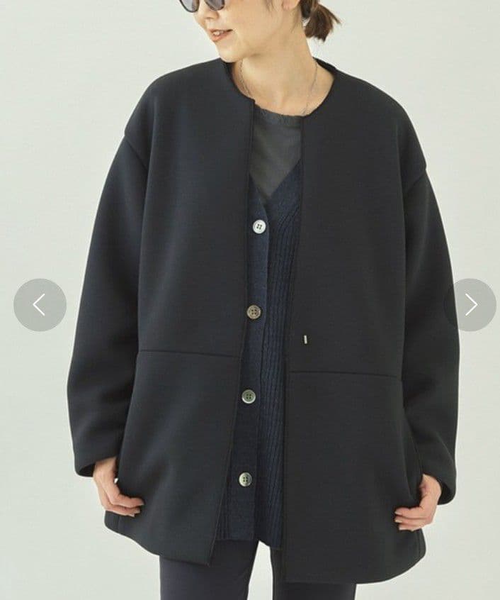 美品 Plage スポンジクルーネックコート 黒