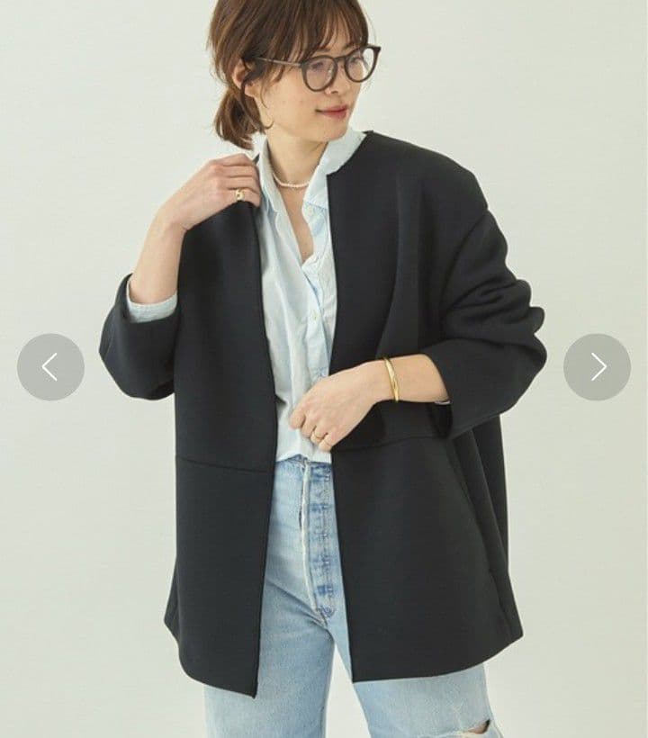 美品 Plage スポンジクルーネックコート 黒