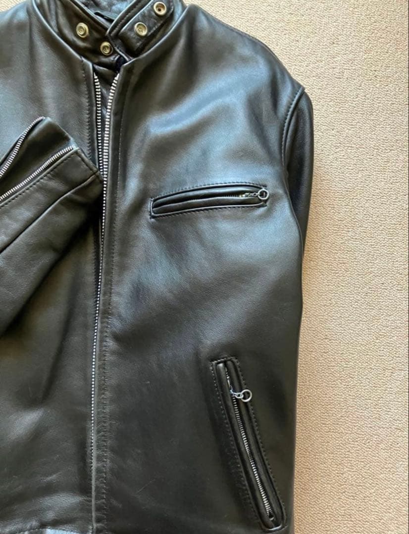 Schott ブラックレザー シングルライダースジャケット