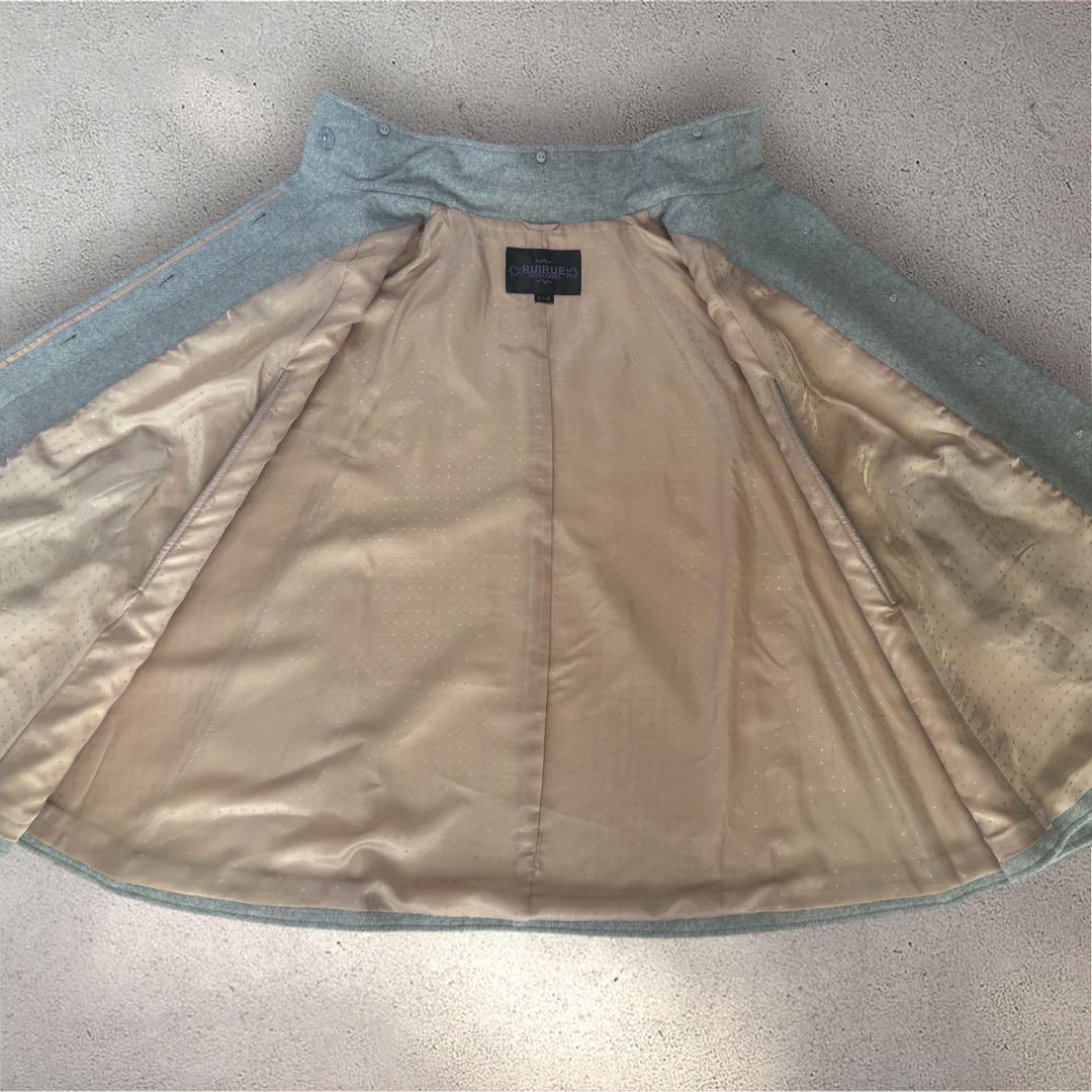 ルイルエブティック　フォックスファー付ケープコート　ポンチョ　グレー　美品