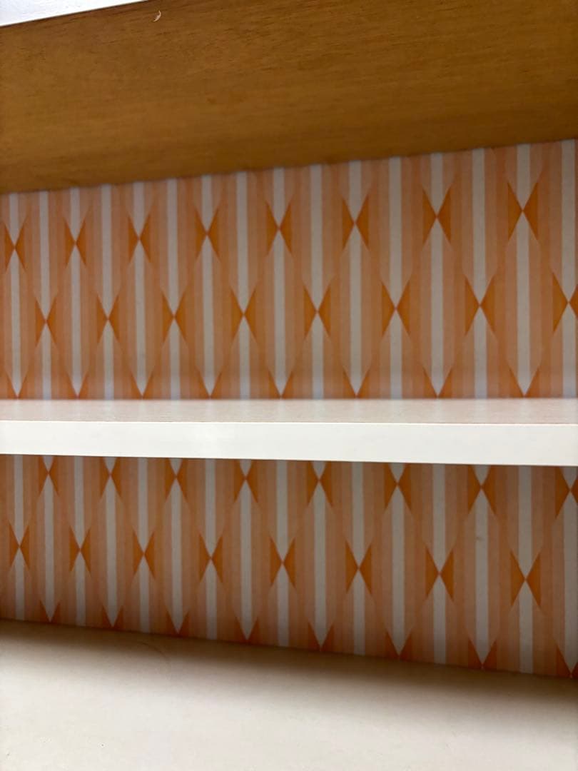 昭和レトロポップ食器棚　オレンジ　ガラス棚