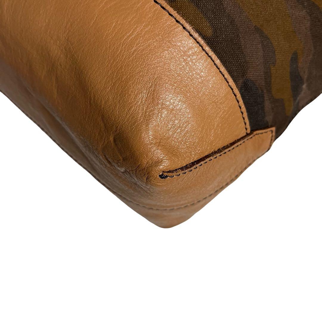 バーバリーブラックレーベル 迷彩 カモフラ レザー　トートバッグ ポーチ付787