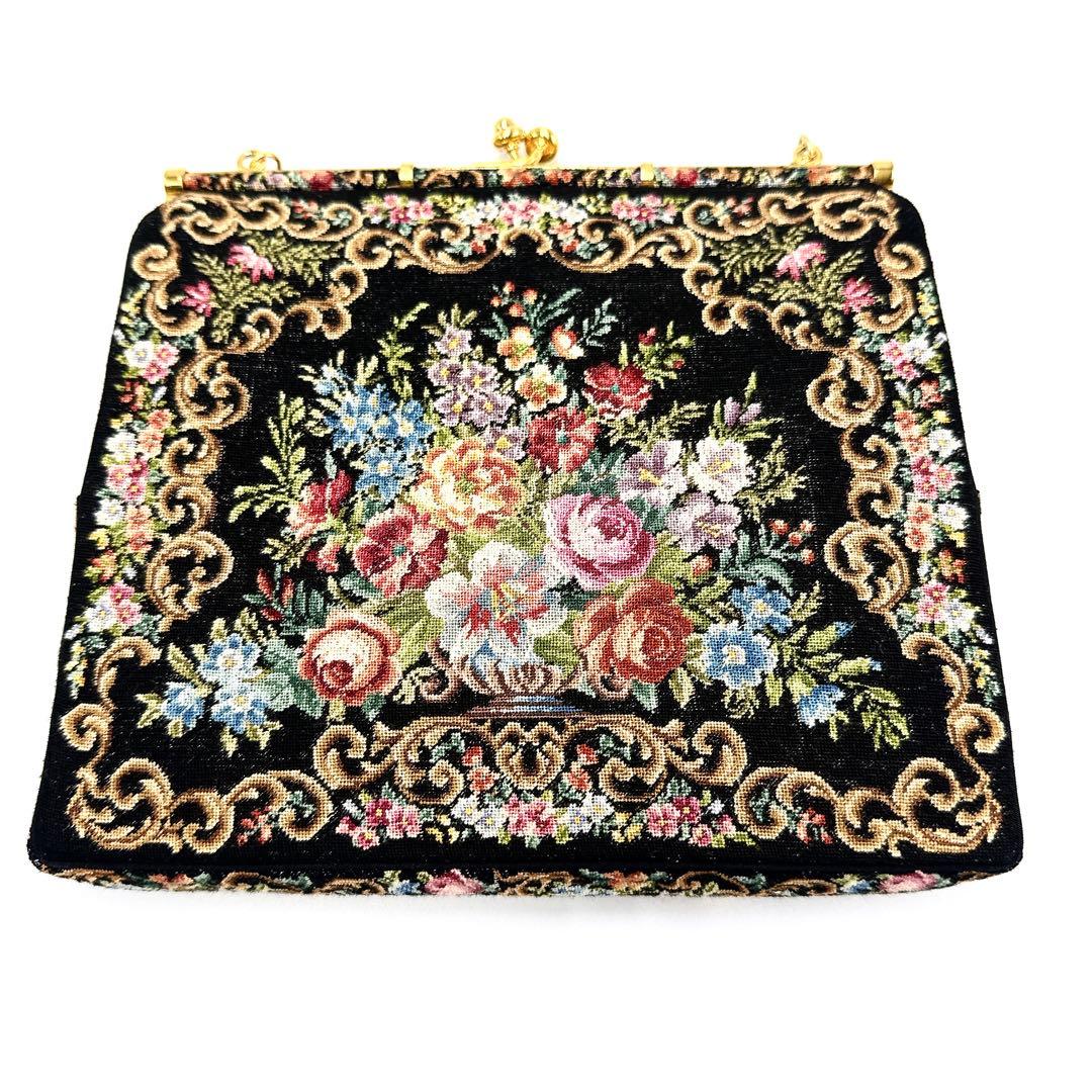 【美品】Leu Locati italy プチポワン刺繍 チェーン バッグ