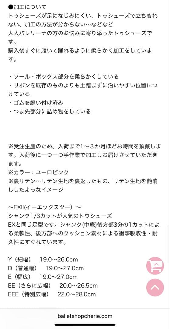 バレリーナEX2 24.5E 加工済トゥシューズ