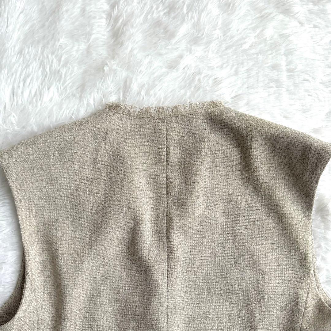 ✨美品✨ アルアバイル スラブツイード フリンジ ジレ ベスト ベージュ M 春