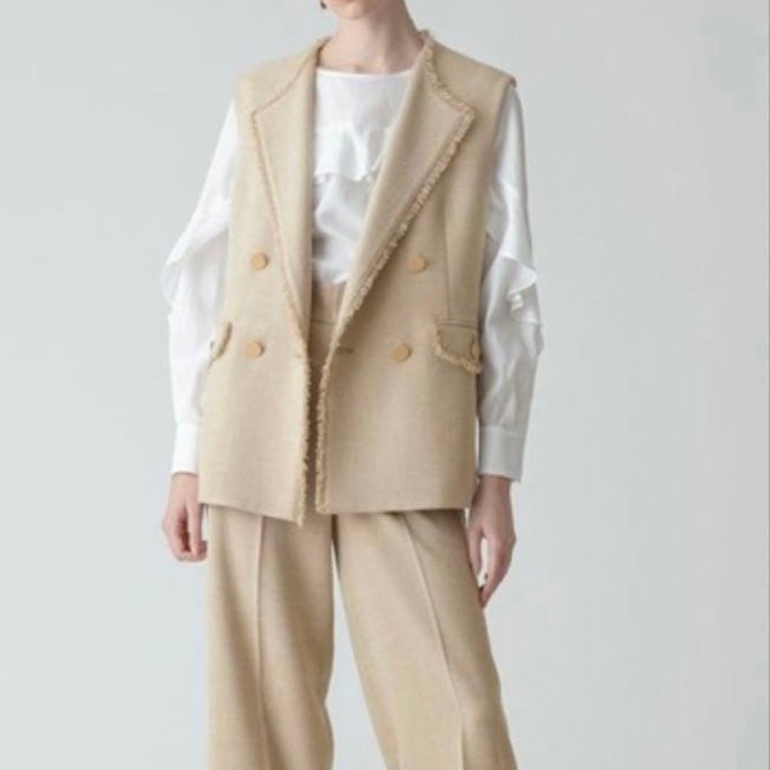 ✨美品✨ アルアバイル スラブツイード フリンジ ジレ ベスト ベージュ M 春