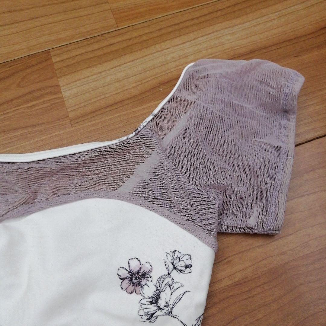 未使用新品チャコットプリンセスカットフレンチスリーブレオタードM白ピンクコスモス