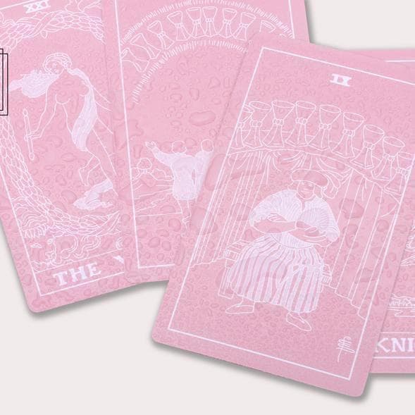 【タロットカード】可愛いピンク×ホワイトのデッキ✨プラスチック加工 ポーチ付