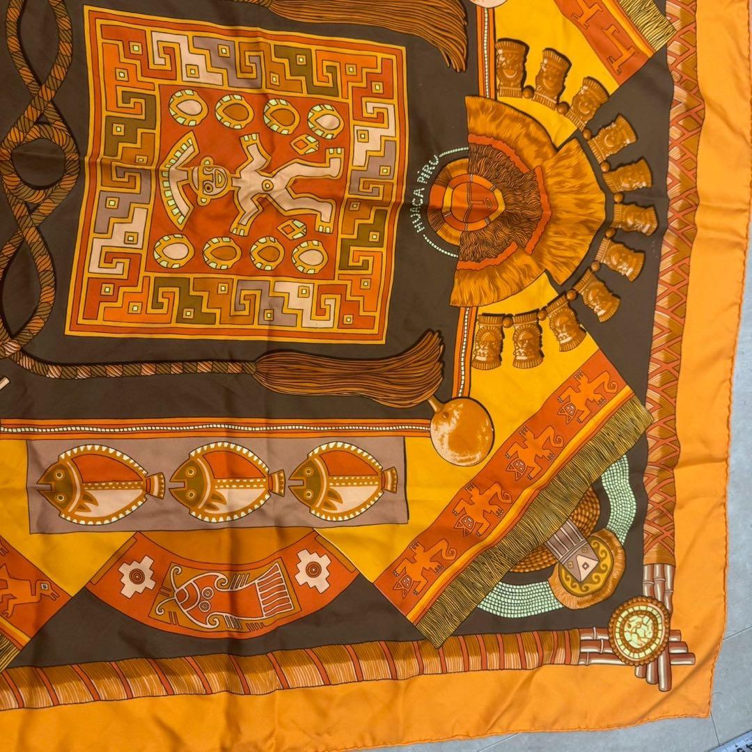 HERMES カレ90 HUACA PIRU 神聖なるペルー シルク スカーフ