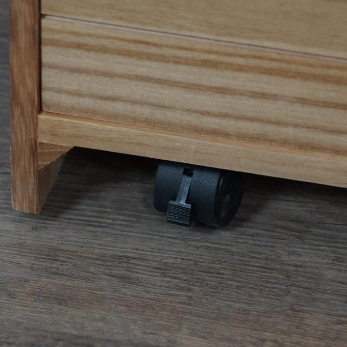 【新品訳あり】天然木タイル天板付きキッチンワゴン 収納ラック キャスター付